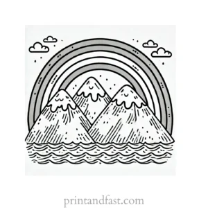 rainbow and mountains coloring page