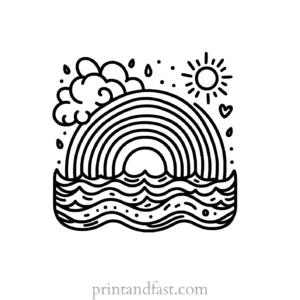 rainbow and ocean coloring page