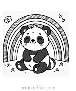 rainbow and panda coloring page