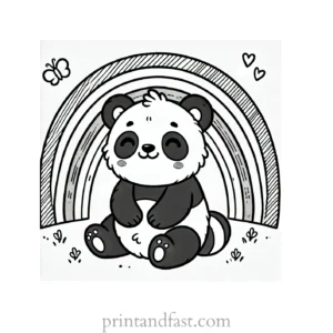 rainbow and panda coloring page