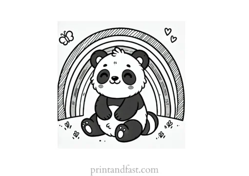 rainbow and panda coloring page