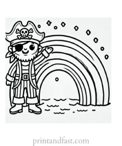 rainbow and pirate coloring page