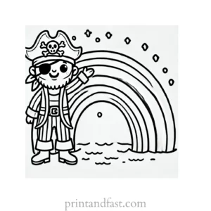 rainbow and pirate coloring page