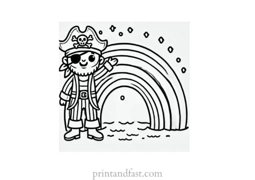 rainbow and pirate coloring page