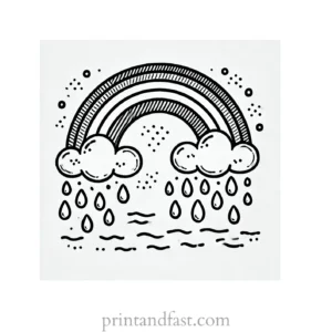 rainbow and rain coloring page