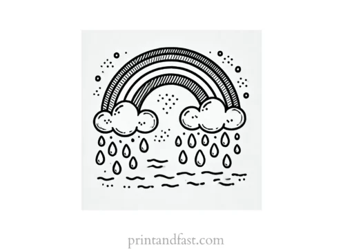 rainbow and rain coloring page