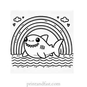 rainbow and shark coloring page