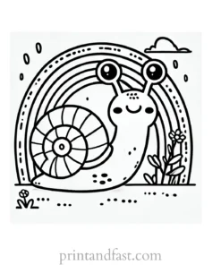 rainbow and snail coloring page