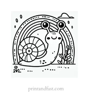 rainbow and snail coloring page