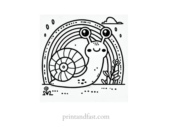 rainbow and snail coloring page