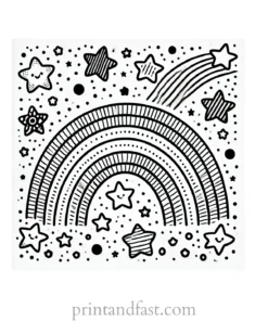 rainbow and stars coloring page