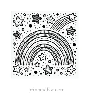 rainbow and stars coloring page