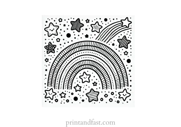 rainbow and stars coloring page