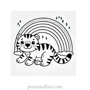 rainbow and tiger coloring page