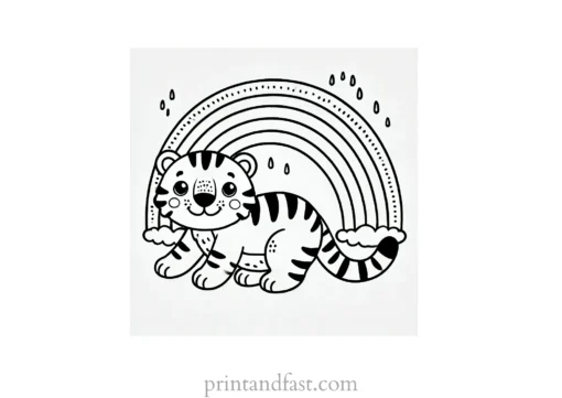 rainbow and tiger coloring page