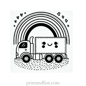 rainbow and truck coloring page