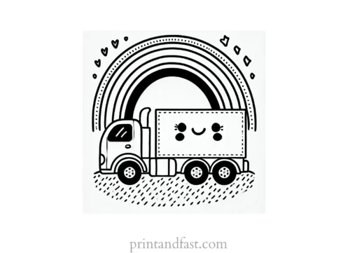 rainbow and truck coloring page