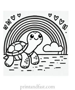 rainbow and turtle coloring page