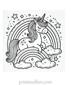 rainbow and unicorn coloring page