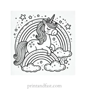 rainbow and unicorn coloring page