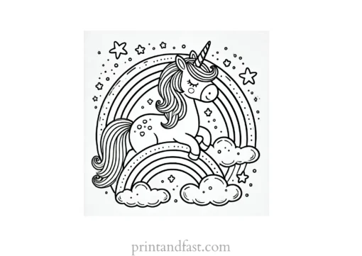 rainbow and unicorn coloring page