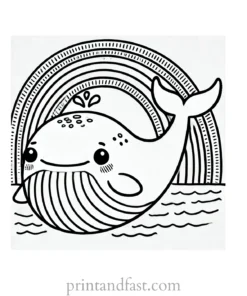 rainbow and whale coloring page