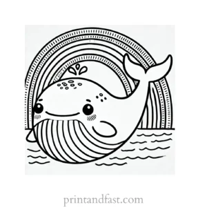 rainbow and whale coloring page