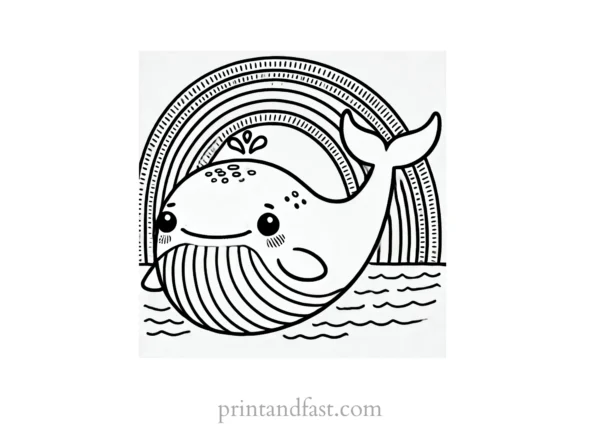 rainbow and whale coloring page