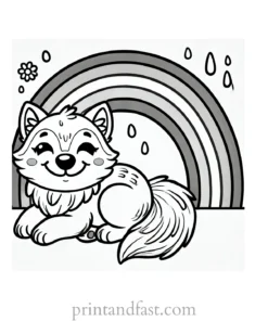 rainbow and wolf coloring page