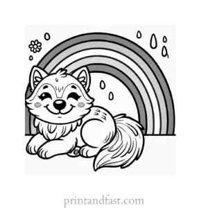 rainbow and wolf coloring page