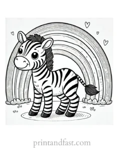 rainbow and zebra coloring page