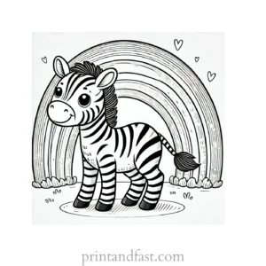 rainbow and zebra coloring page