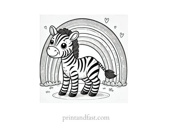 rainbow and zebra coloring page