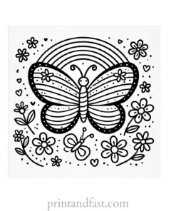 rainbow butterfly coloring page