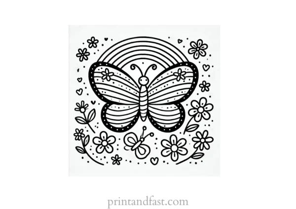 rainbow butterfly coloring page