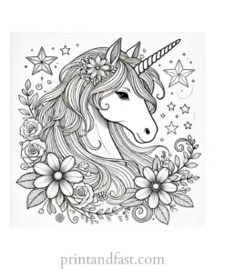 unicorn coloring page beautiful