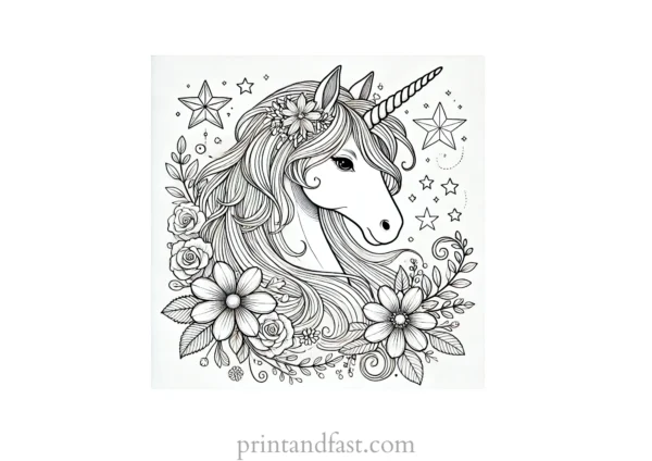 unicorn coloring page beautiful