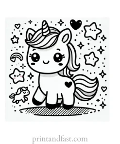 unicorn coloring page cute