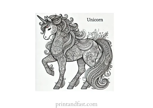 unicorn coloring page detailed