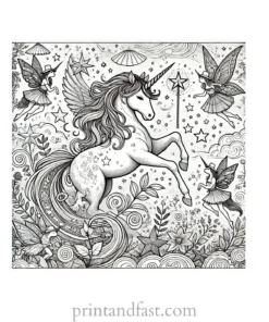 unicorn coloring page fantasy