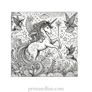 unicorn coloring page fantasy