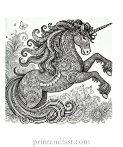 unicorn coloring page for adults