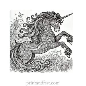 unicorn coloring page for adults