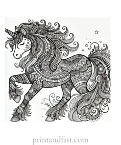 unicorn coloring page intricate