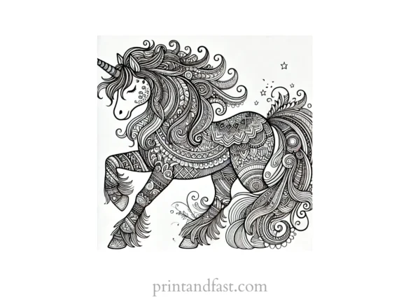 unicorn coloring page intricate