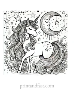 unicorn coloring page magical