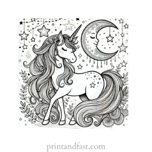 unicorn coloring page magical