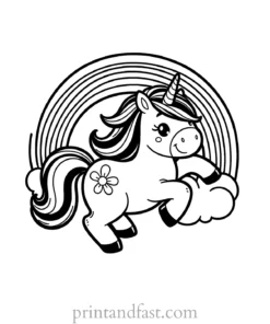 unicorn coloring page rainbow