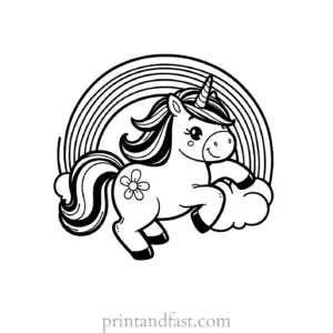 unicorn coloring page rainbow