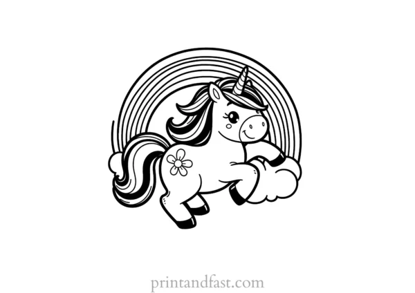 unicorn coloring page rainbow